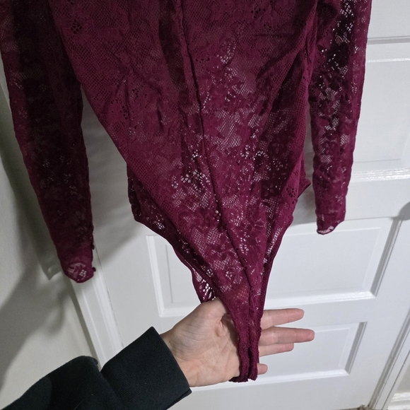 Victoria's Secret Dream Angels Lace Bodysuit Maroon Red Medium - Picture 7 of 12